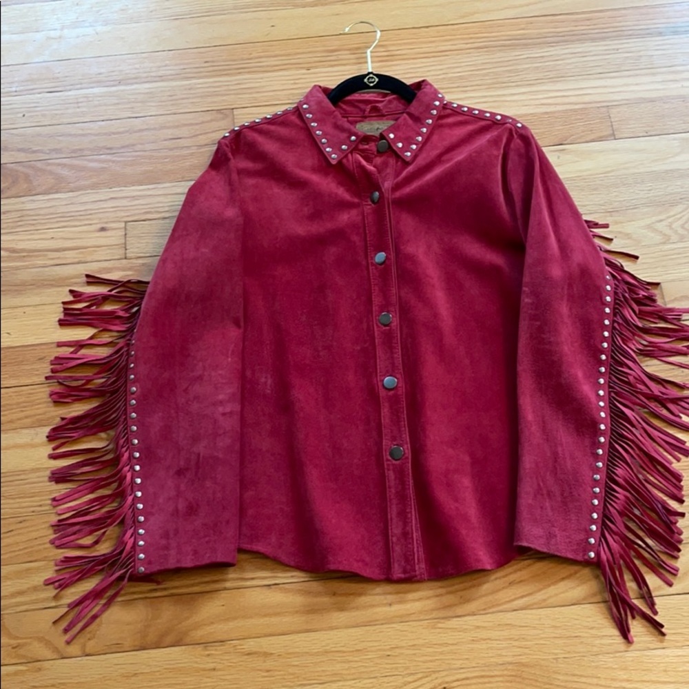 Red suede fringed shirt